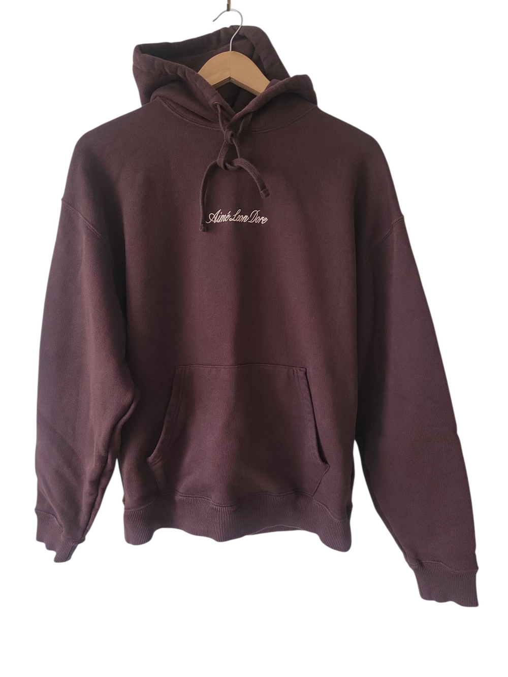 Aime Leon Dore Brown Pullover Hoodie with Script Logo